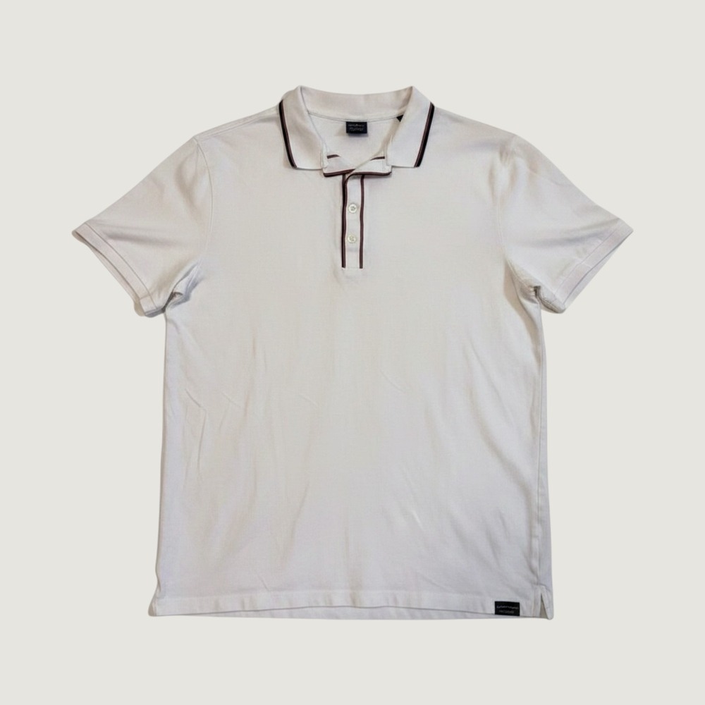 Scotch & Soda Polo Shirt XL Casual Cotton Pique Tipped Collar White Short Sleeve